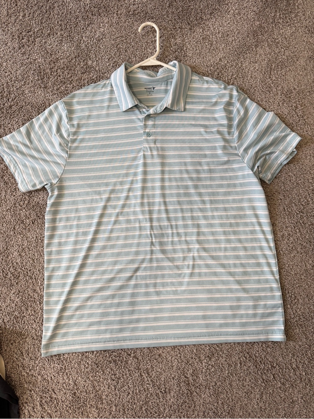 Old Navy Light Blue and White Striped Polo